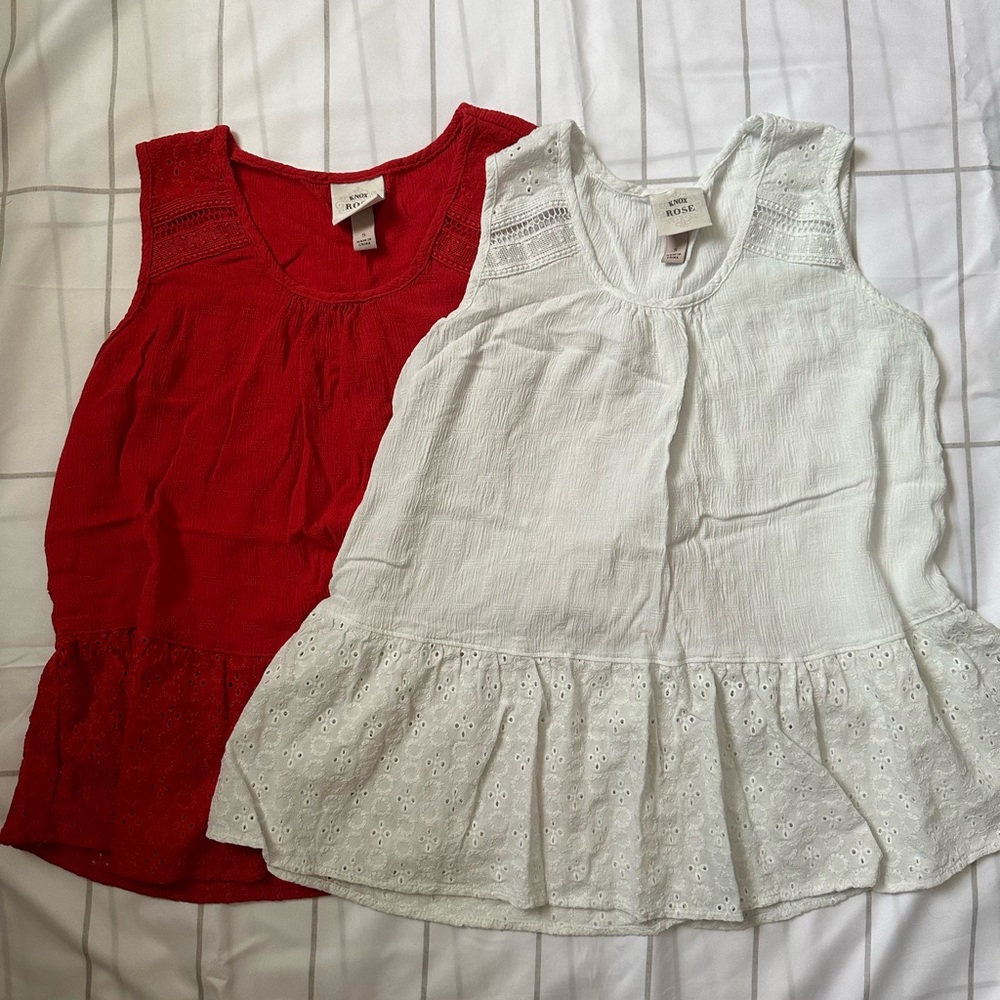 Knox Rose Sleeveless White & Red Top Small (Bundle Of 2)